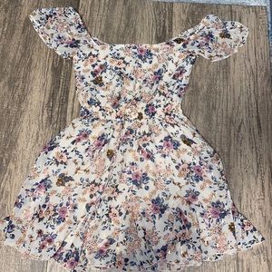 Floral With Gold Details Short Dress, off-shoulder